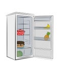 Open fridge. vector illustration . Royalty Free Stock Photo